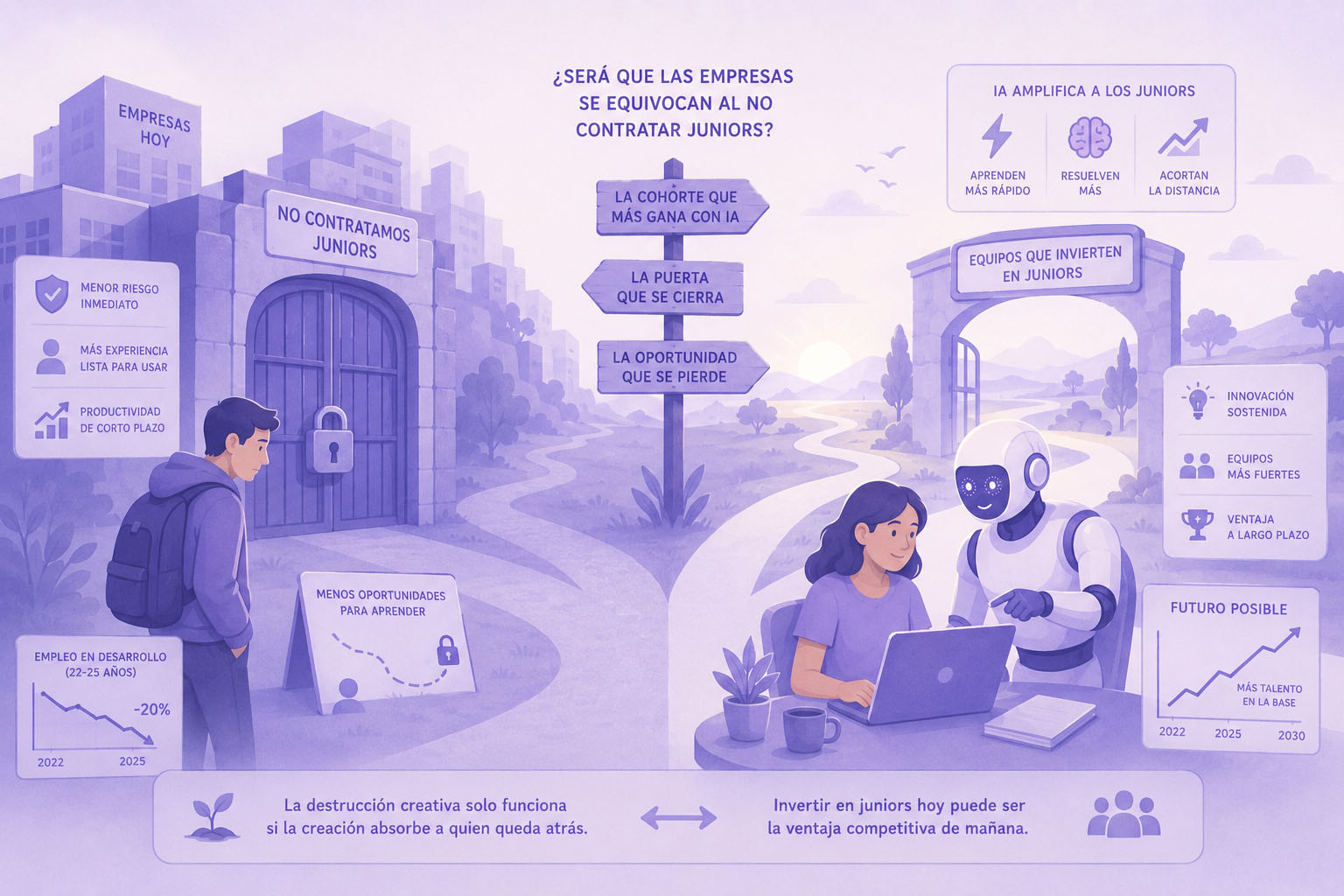 Ilustración del artículo «¿Será que las empresas se equivocan al no contratar juniors?»